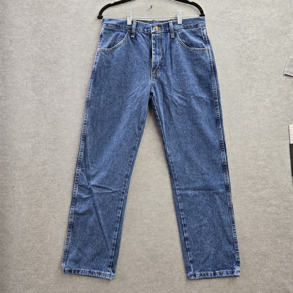 Rustler Men Jeans 32X30 Blue Denim Straight Leg Regular Fit Logo 29" NWT